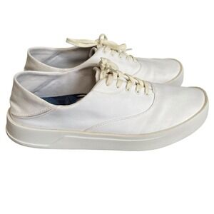 Olukai White Canvas Sneakers Men 10 EU 43 Lace Up Low Top Coastal Summer